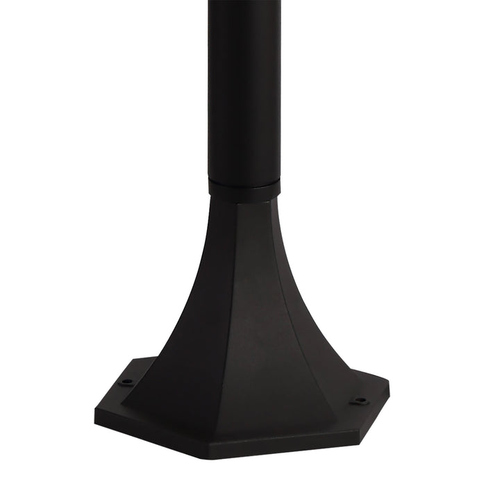 Deco Luqi Tall Post, 1 x E27, IP44, Black/Clear Glass, 2yrs Warranty • D0548