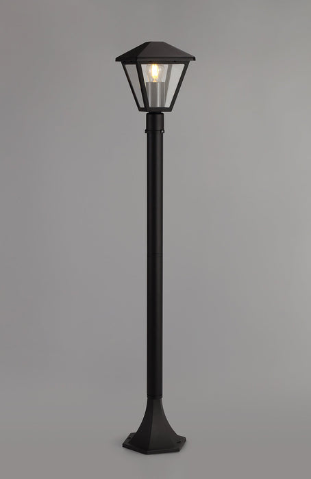 Deco Luqi Tall Post, 1 x E27, IP44, Black/Clear Glass, 2yrs Warranty • D0548