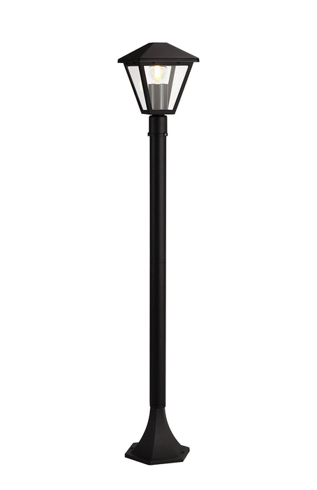 Deco Luqi Tall Post, 1 x E27, IP44, Black/Clear Glass, 2yrs Warranty • D0548