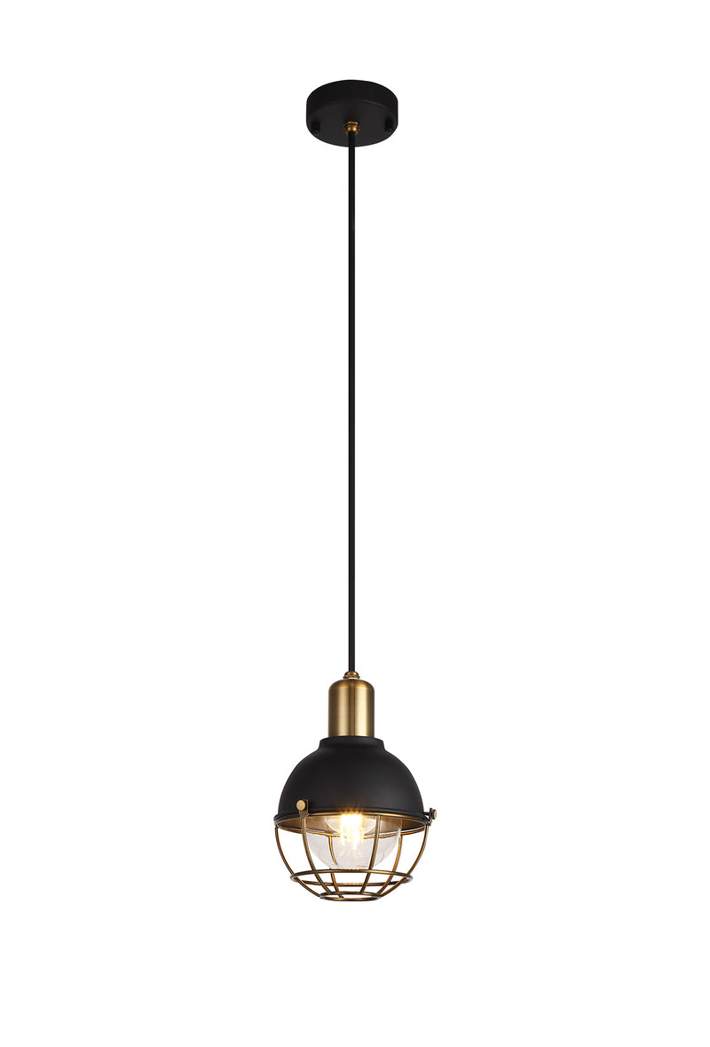 Regal Lighting SL-1613 1 Light Outdoor Ceiling Pendant Matt Black & Brushed Bronze IP65