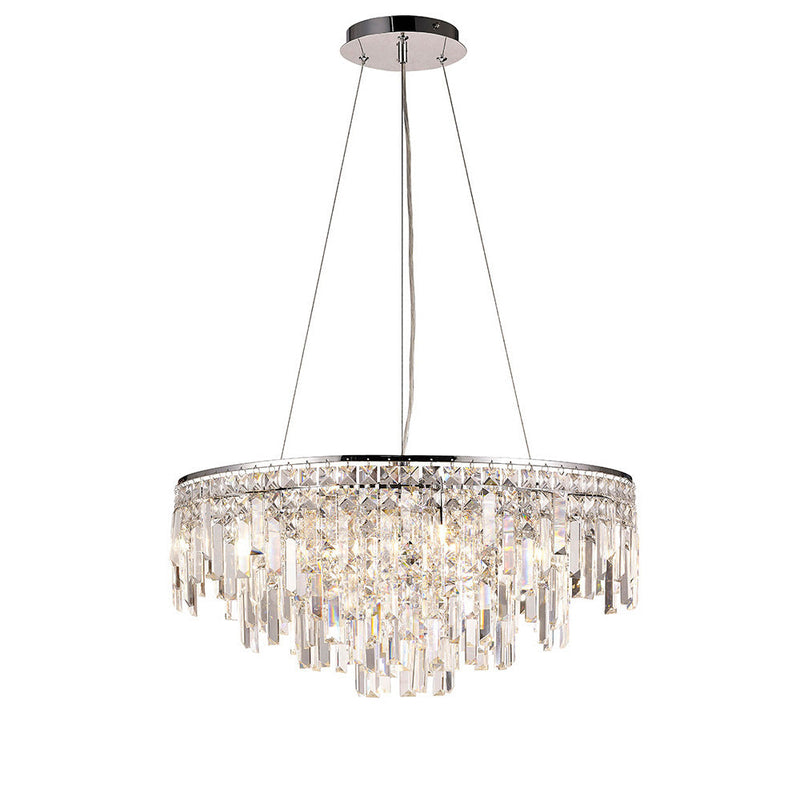 Diyas Maddison Pendant Round 8 Light G9 Polished Chrome/Crystal • IL30256