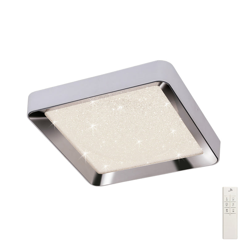 Mantra M5920 Male Flush 65cm Square 40W LED 3000-6500K Tuneable, 3200lm, Remote Control Chrome/ Acrylic, 3yrs Warranty • M5920