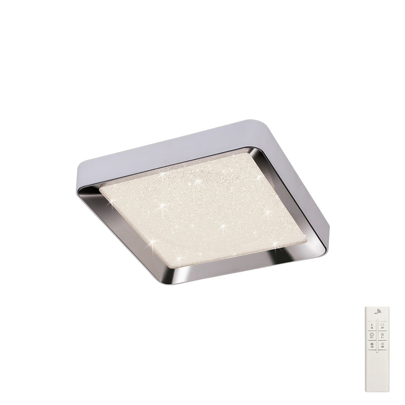 Mantra M5921 Male Flush 50cm Square 24W LED 3000-6500K Tuneable, 1920lm, Remote Control Chrome/ Acrylic, 3yrs Warranty • M5921