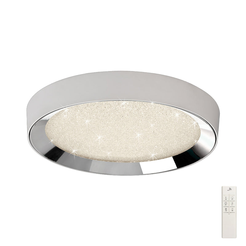 Mantra M5922 Male Flush 65cm Round 40W LED 3000-6500K Tuneable, 3200lm, Remote Control Chrome/ Acrylic, 3yrs Warranty • M5922
