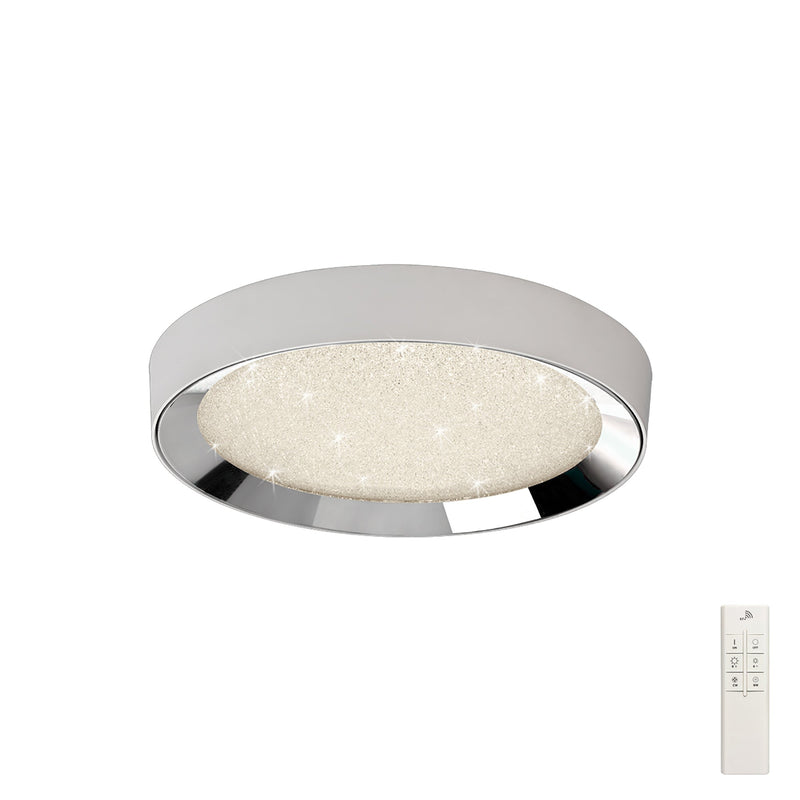 Mantra M5923 Male Flush 50cm Round 40W LED 3000-6500K Tuneable, 1920lm, Remote Control Chrome/ Acrylic, 3yrs Warranty • M5923