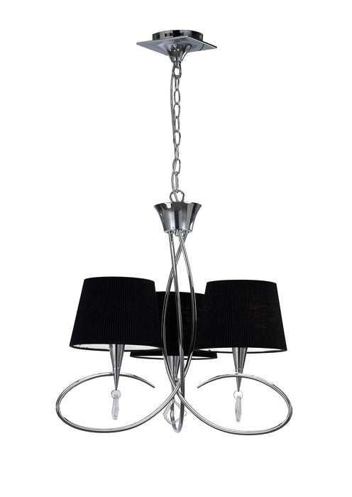 Mantra M1640/BS Mara Pendant 3 Light E14, Polished Chrome With Black Shades • M1640/BS