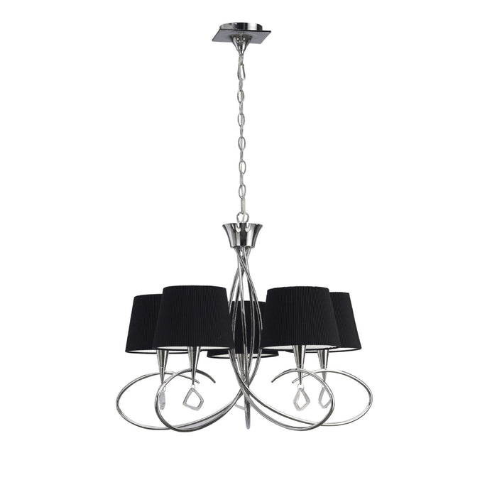 Mantra M1641/BS Mara Pendant 5 Light E14, Polished Chrome With Black Shades • M1641/BS