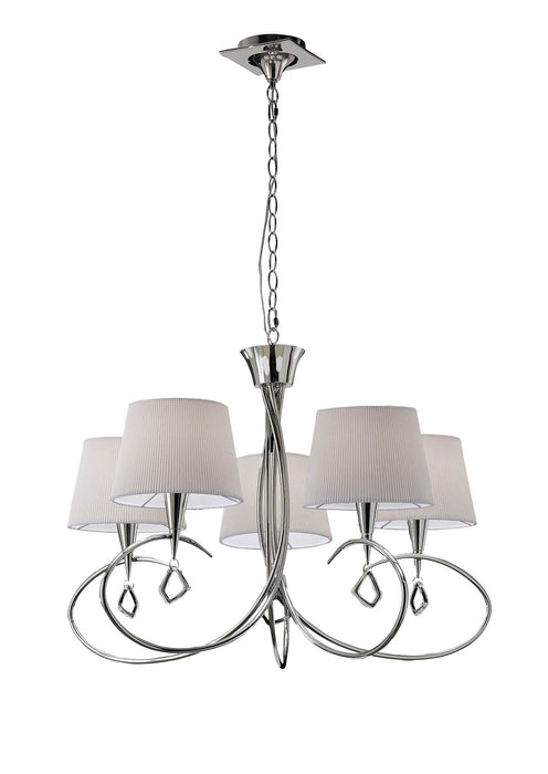 Mantra M1641 Mara Pendant 5 Light E14, Polished Chrome With Ivory White Shades • M1641