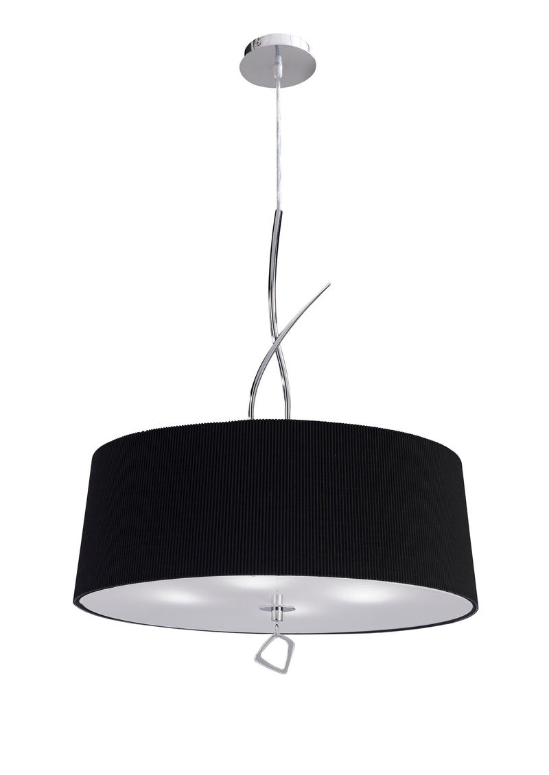 Mantra M1644/BS Mara Pendant 4 Light E27 Round, Polished Chrome With Black Shade • M1644/BS