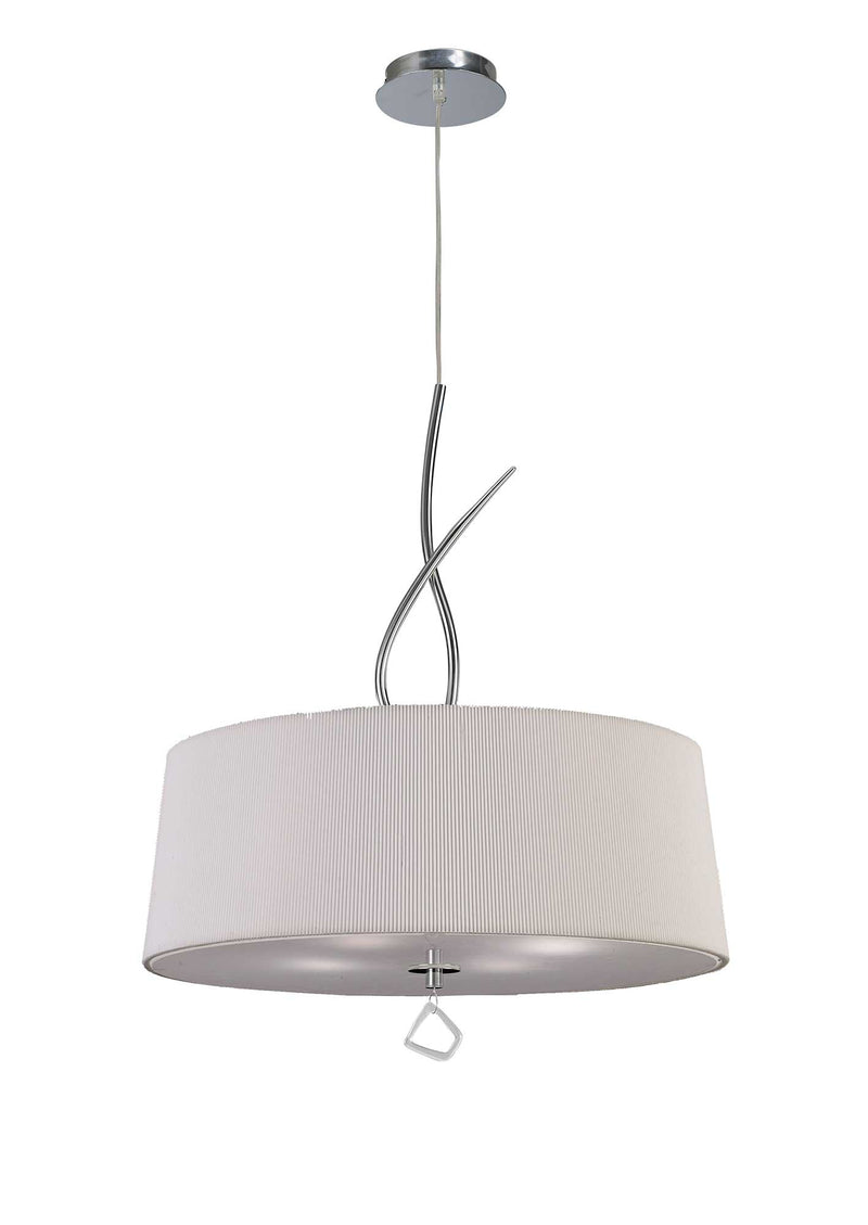 Mantra M1644 Mara Pendant 4 Light E27 Round, Polished Chrome With Ivory White Shade • M1644