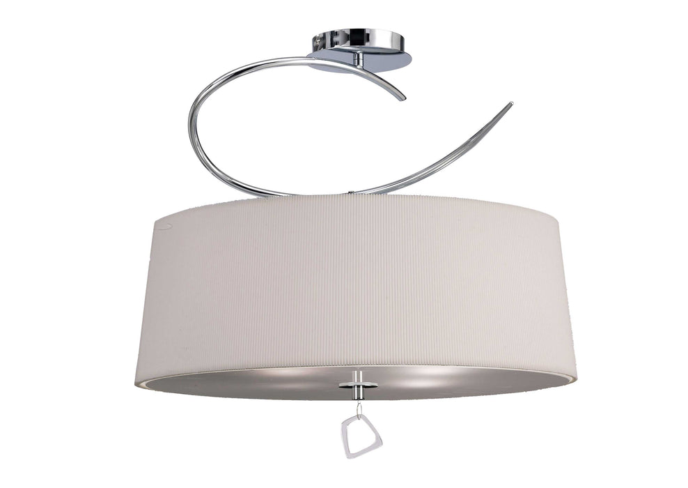 Mantra M1645 Mara Semi Ceiling 4 Light E27 Round, Polished Chrome With Ivory White Shade • M1645