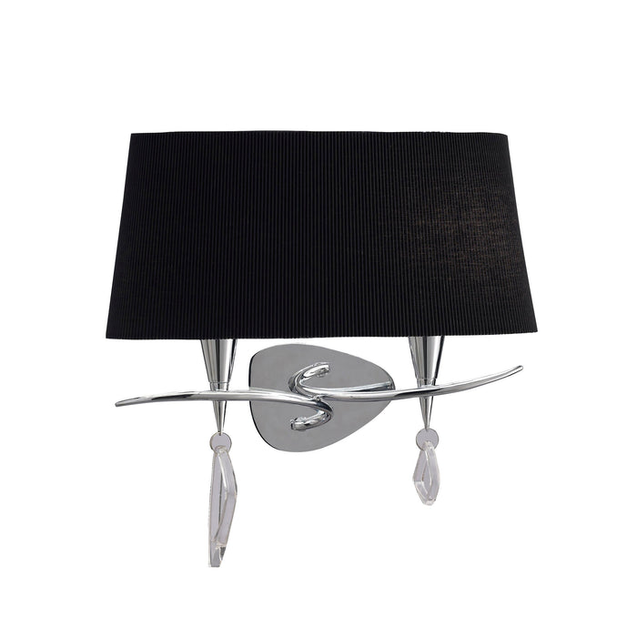 Mantra M1648/S/BS Mara Wall Lamp Switched 2 Light, Polished Chrome With Black Shade • M1648/S/BS