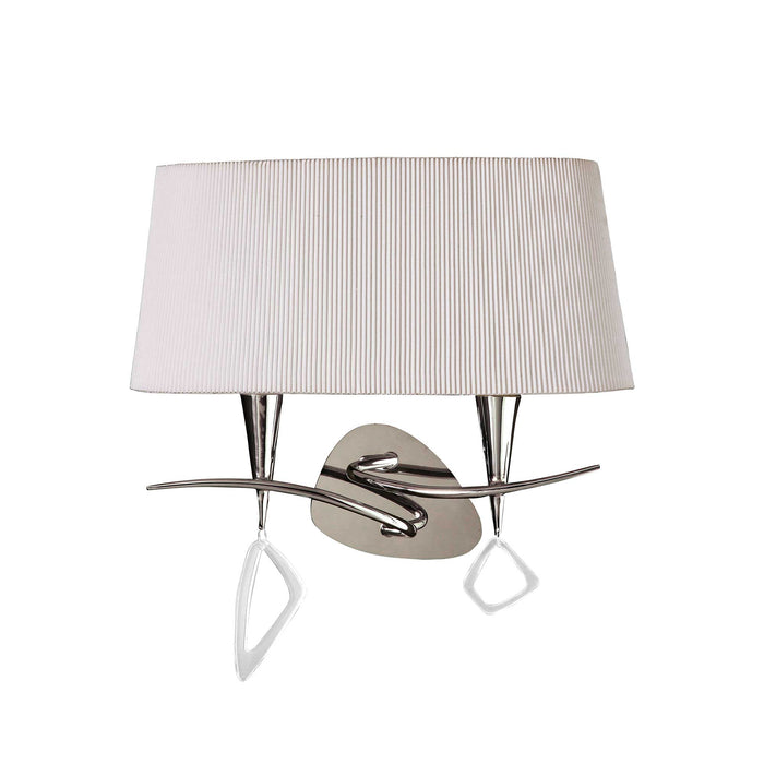 Mantra M1648/S Mara Wall Lamp Switched 2 Light E14, Polished Chrome With Ivory White Shade • M1648/S