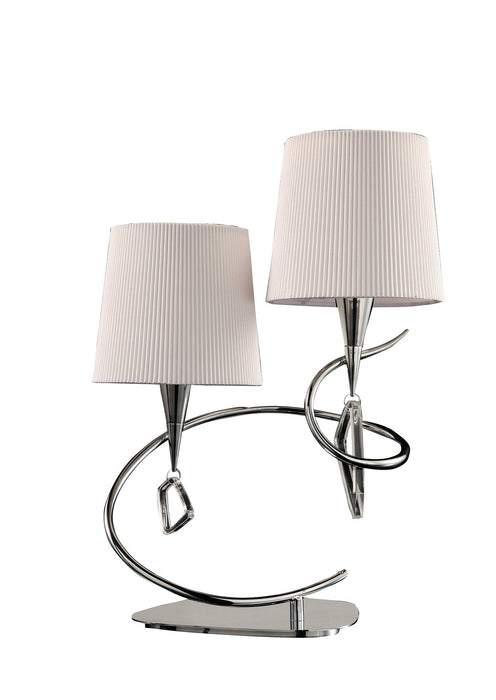 Mantra M1651 Mara Table Lamp 2 Light E14, Polished Chrome With Ivory White Shades • M1651