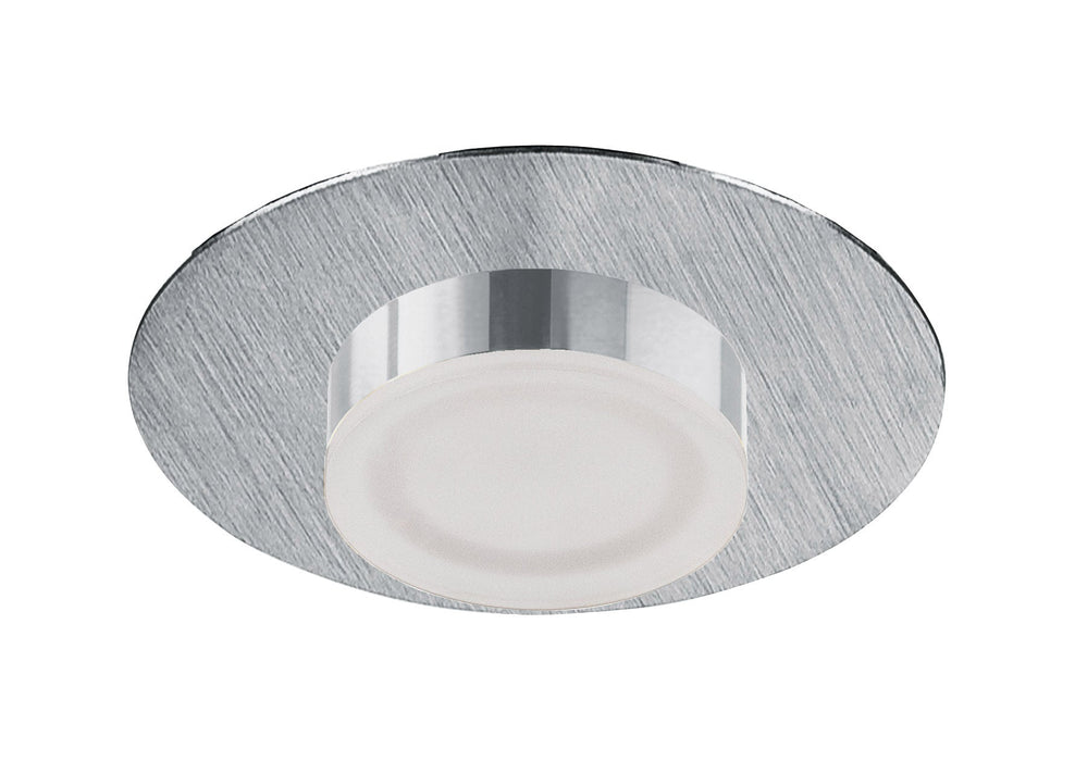 Mantra M8350 * Marcel Recessed Down Light 4W LED Round 3000K IP44, 360lm, Satin Aluminium/Frosted Acrylic/Polished Chrome, Cut Out: 70mm, Driver Included, 3yrs Warranty • M8350