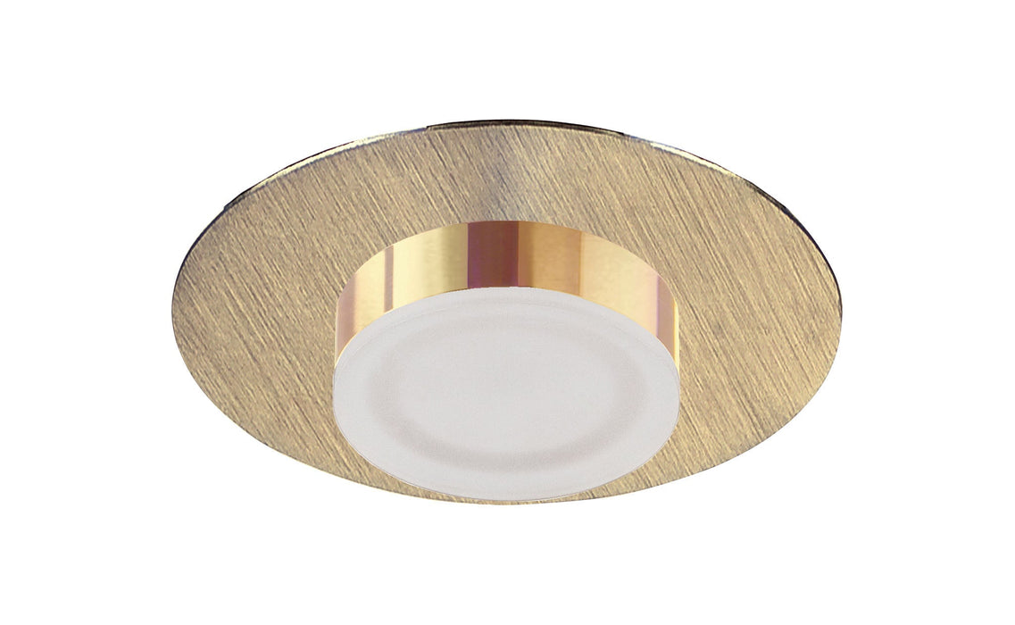 Mantra M8351 * Marcel Recessed Down Light 4W LED Round 3000K IP44, 360lm, Satin Gold/Frosted Acrylic/Gold, Cut Out: 70mm, Driver Included, 3yrs Warranty • M8351