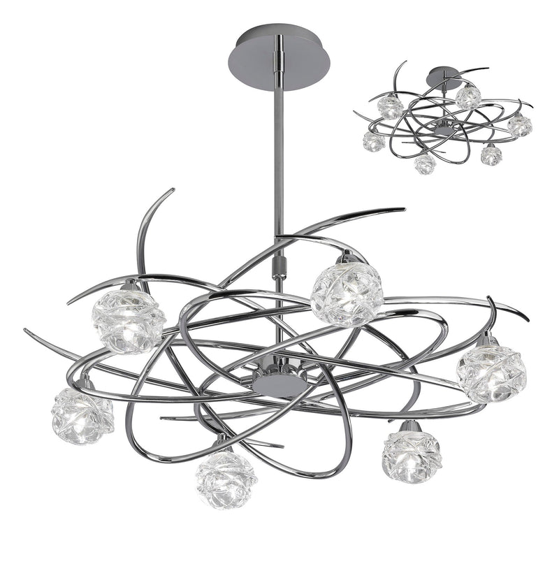 Mantra M3942 Maremagnum Telescopic Semi Flush Convertible 6 Light G9, Polished Chrome • M3942