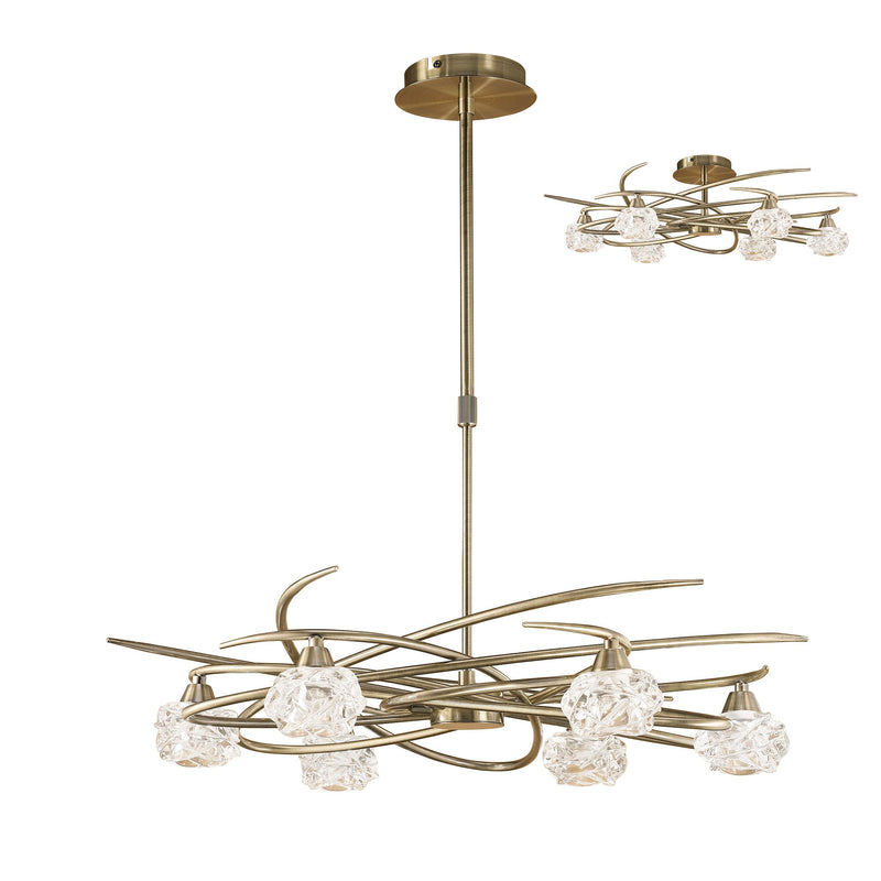 Mantra M4072 Maremagnum Telescopic Semi Flush Convertible 6 Light G9, Antique Brass • M4072