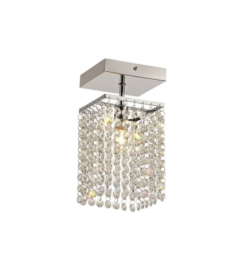 Regal lighting SL-2228 1 Light Semi Flush Ceiling Light Polished Chrome And Crystal IP44