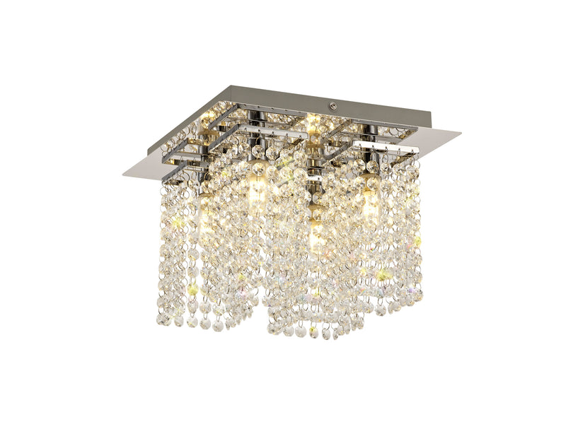 Regal lighting SL-2227 4 Light Flush Ceiling Light Polished Chrome And Crystal IP44