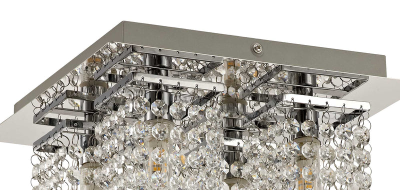 Regal lighting SL-2227 4 Light Flush Ceiling Light Polished Chrome And Crystal IP44