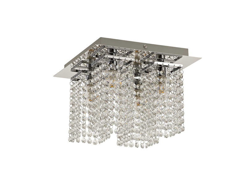 Regal lighting SL-2227 4 Light Flush Ceiling Light Polished Chrome And Crystal IP44