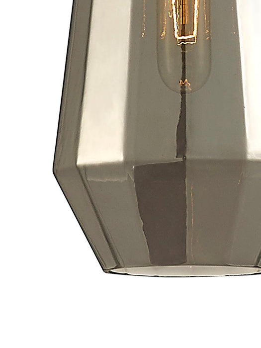 Deco Markus Single Slim Cone Pendant 1 Light Polished Chrome/Smoke Black Glass • D0108