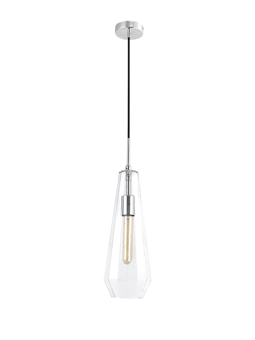 Deco Markus Single Slim Cone Pendant 1 Light Polished Chrome/Clear Glass • D0601