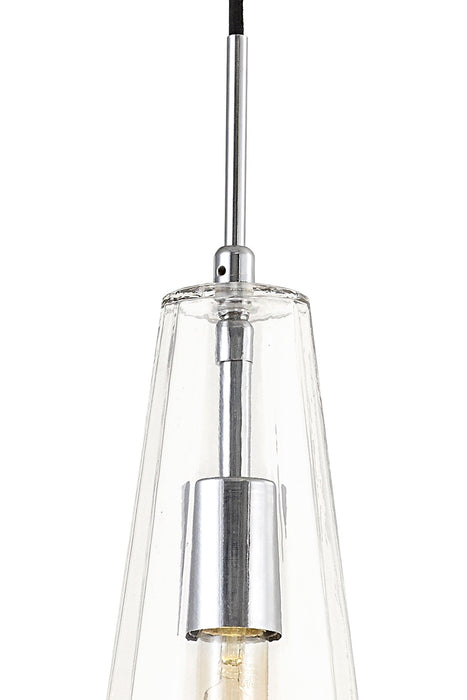 Deco Markus Single Slim Cone Pendant 1 Light Polished Chrome/Clear Glass • D0601