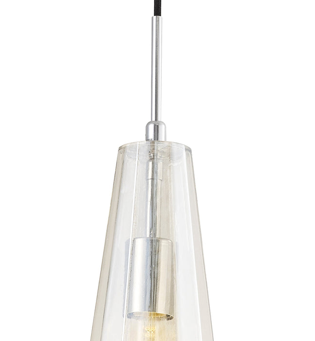 Deco Markus Single Slim Cone Pendant 1 Light Polished Chrome/Cognac Glass • D0602