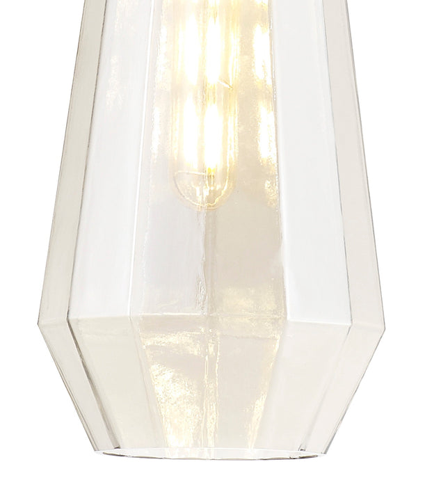 Deco Markus Single Slim Cone Pendant 1 Light Polished Chrome/Cognac Glass • D0602