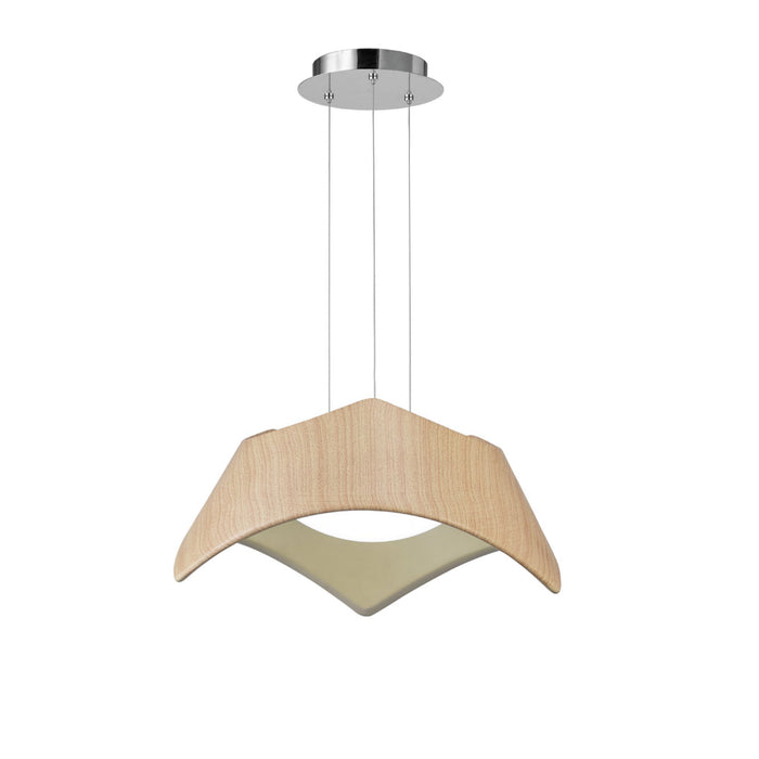 Mantra M4814 Maui Pendant 3 Light E27, Beech/Polished Chrome • M4814