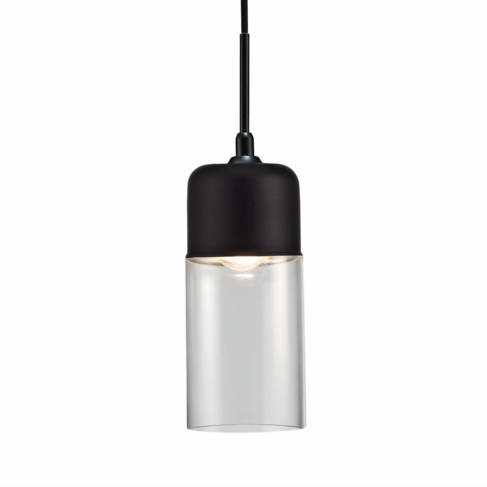 Deco Mia Single Tube Pendant 1 Light E27 Black/Clear Glass • D0112