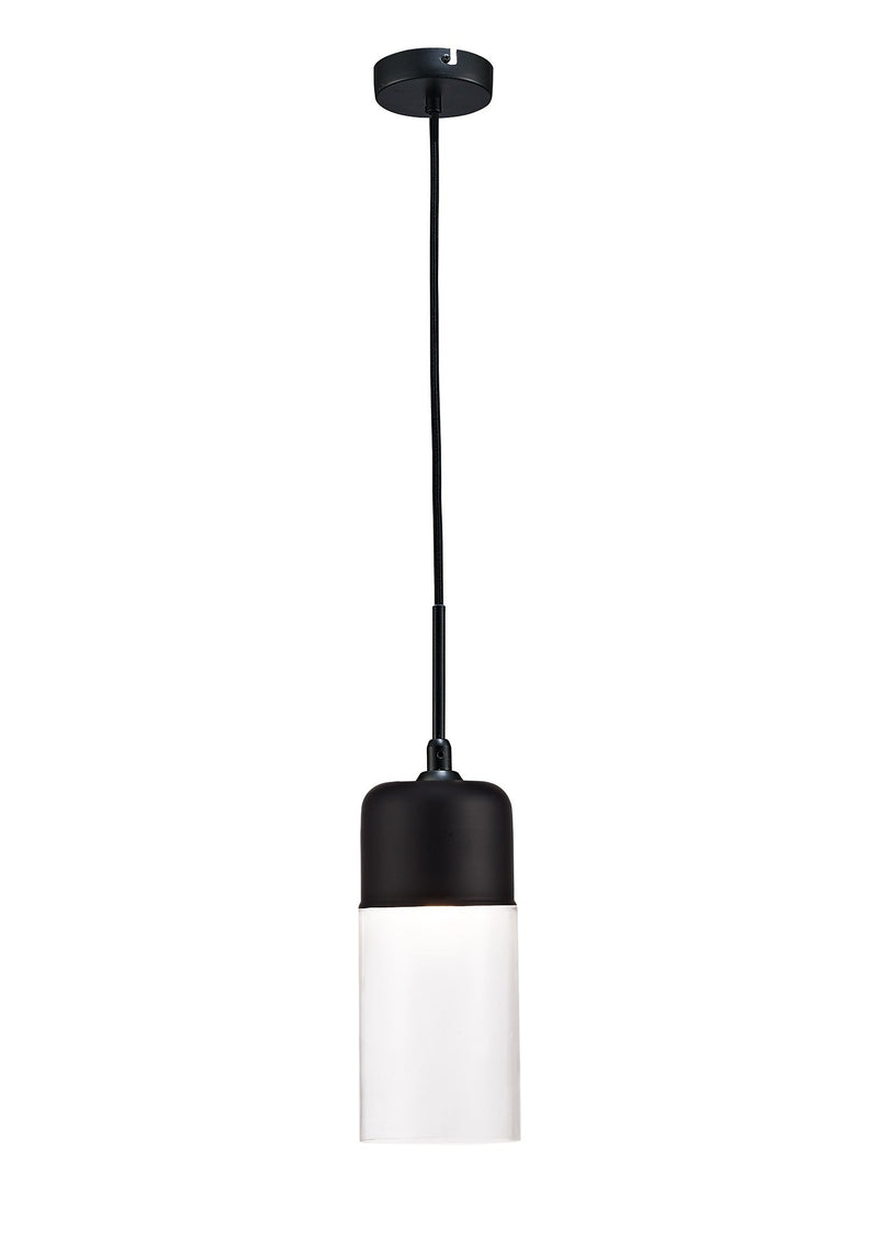 Deco Mia Single Tube Pendant 1 Light E27 Black/Clear Glass • D0112
