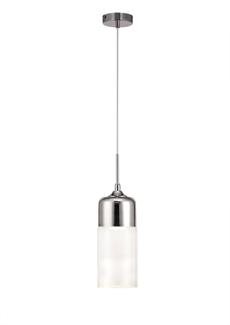 Deco Mia Single Tube Pendant 1 Light E27 Polished Chrome/Clear Glass • D0113