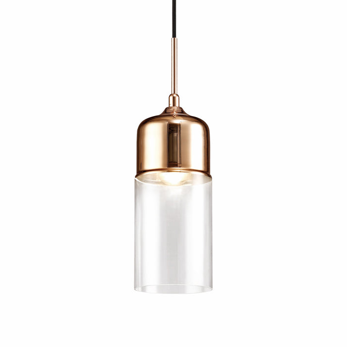 Deco Mia Single Tube Pendant 1 Light E27 Copper/Clear Glass • D0114