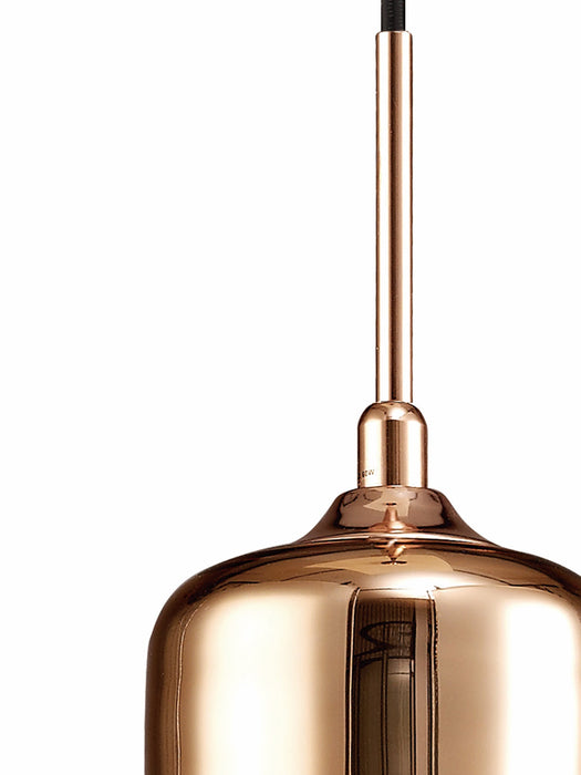 Deco Mia Single Tube Pendant 1 Light E27 Copper/Clear Glass • D0114