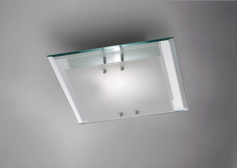 Deco Mira Ceiling, 350mm Square, 2 Light E27 Polished Chrome • D0010
