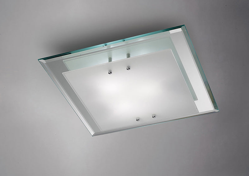 Deco Mira Ceiling, 400mm Square, 3 Light E27 Polished Chrome • D0011