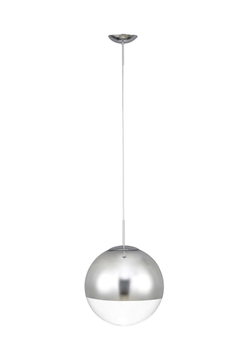 Deco Miranda Small Ball Pendant 1 Light E27 Polished Chrome Suspension With Mirrored/Clear Glass Globe • D0124