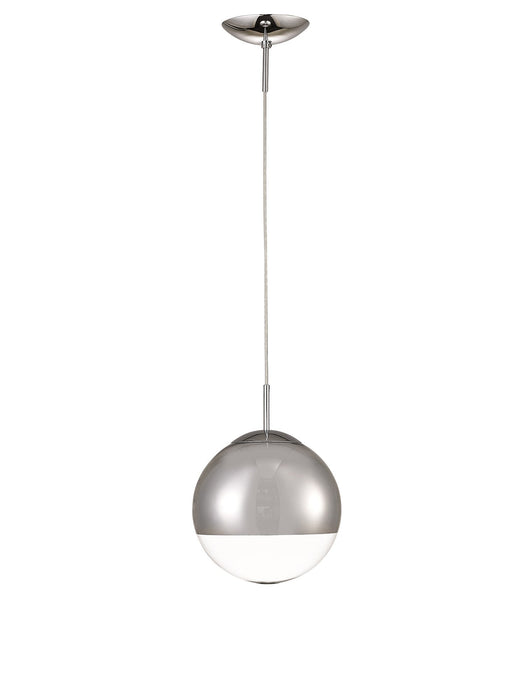 Deco Miranda Small Ball Pendant 1 Light E27 Polished Chrome Suspension With Mirrored/Clear Glass Globe • D0124