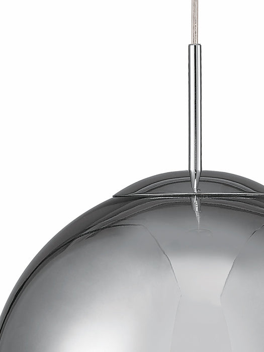 Deco Miranda Medium Ball Pendant 1 Light E27 Polished Chrome Suspension With Mirrored/Clear Glass Globe • D0125