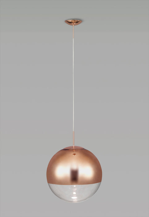 Deco Miranda Medium Ball Pendant 1 Light E27 Copper Suspension With Copper Mirrored/Clear Glass Globe • D0127