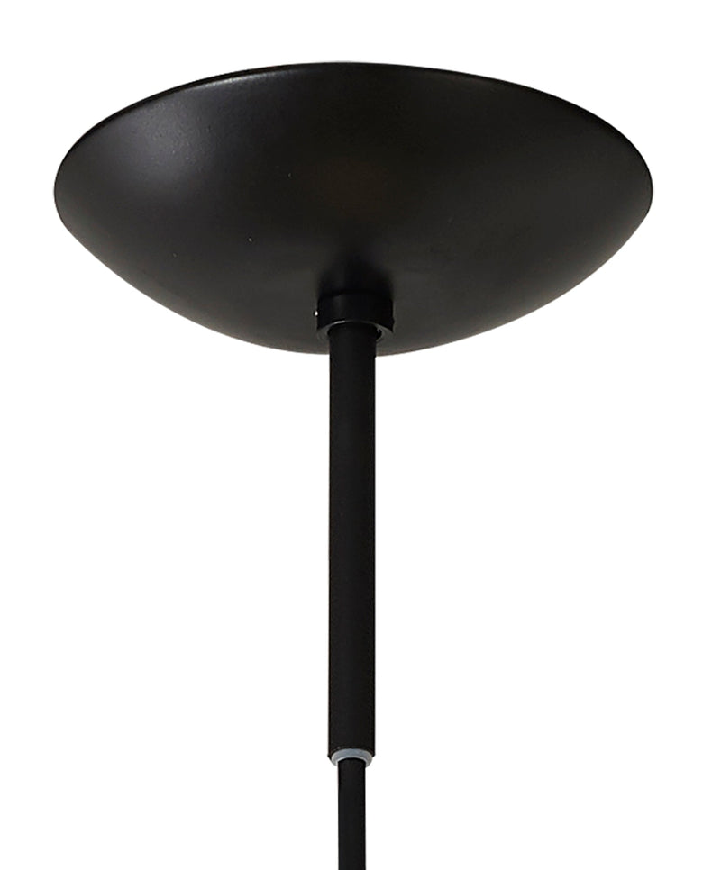 Deco Miranda Medium Ball Pendant 1 Light E27 Black Suspension With Frosted White Glass Globe • D0650