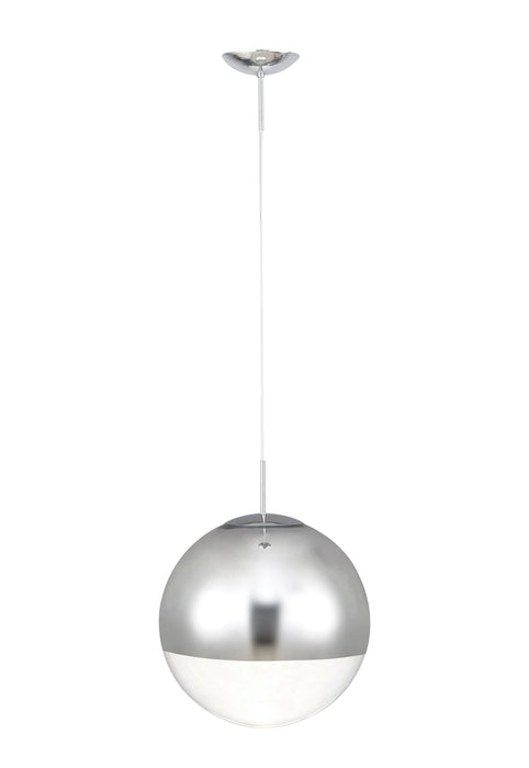 Deco Miranda Large Ball Pendant 1 Light E27 Polished Chrome Suspension With Mirrored/Clear Glass Globe • D0653