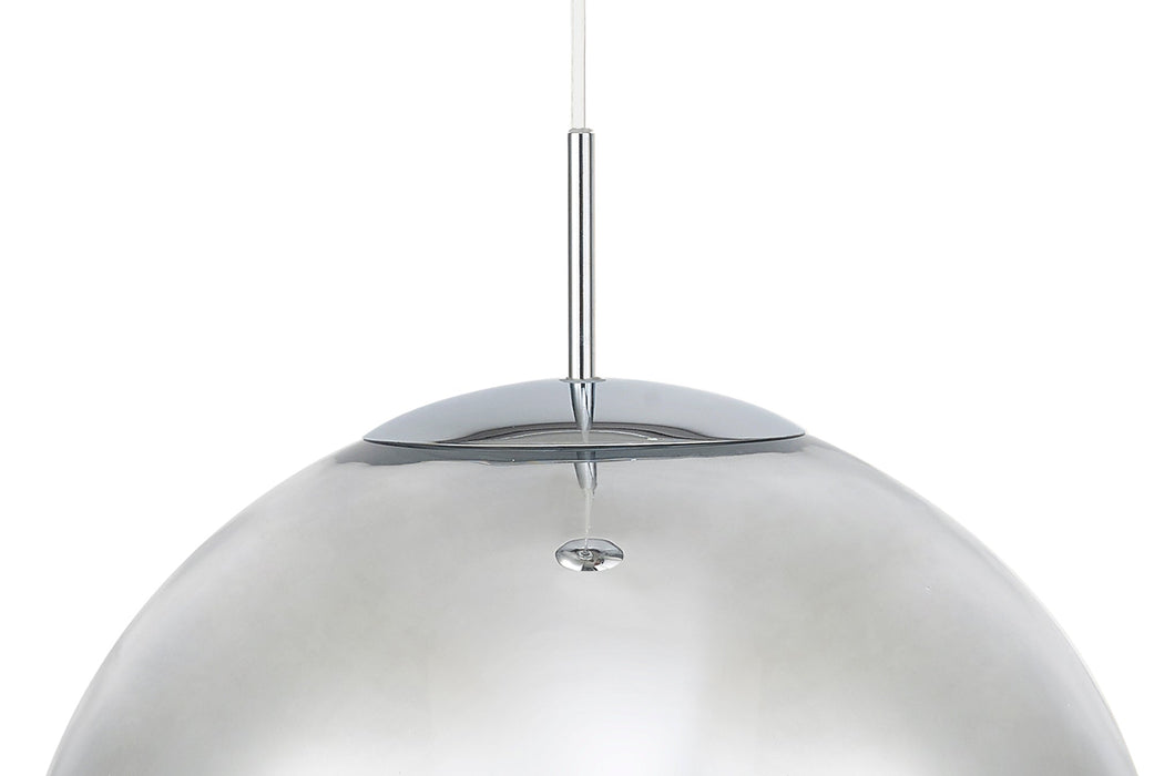 Deco Miranda Large Ball Pendant 1 Light E27 Polished Chrome Suspension With Mirrored/Clear Glass Globe • D0653