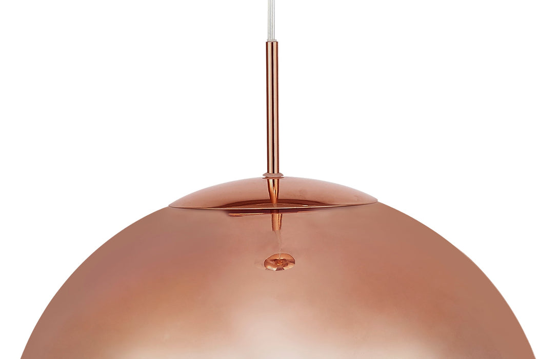 Deco Miranda Large Ball Pendant 1 Light E27 Copper Suspension With Copper Mirrored/Clear Glass Globe • D0654