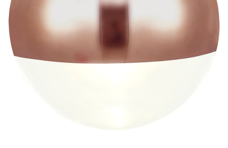 Deco Miranda Large Ball Pendant 1 Light E27 Copper Suspension With Copper Mirrored/Clear Glass Globe • D0654