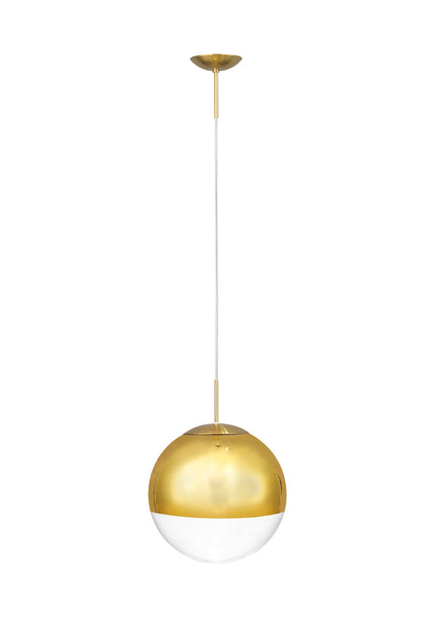 Deco Miranda Small Ball Pendant 1 Light E27 Antique Gold Suspension with Gold Mirrored/Clear Glass Globe • D0655