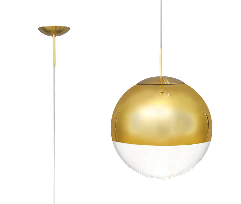 Deco Miranda Medium Ball Pendant 1 Light E27 Antique Gold Suspension with Gold Mirrored/Clear Glass Globe • D0656